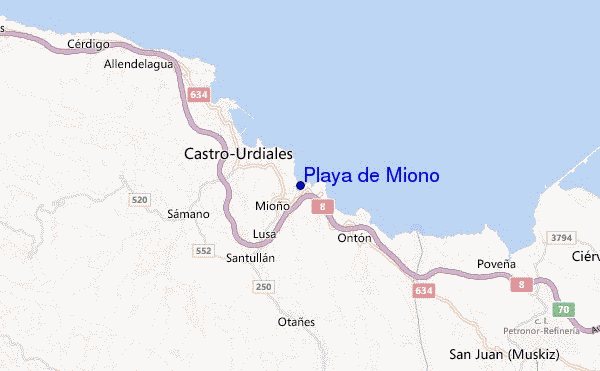locatiekaart van Playa de Miono