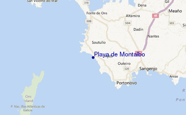 locatiekaart van Playa de Montalbo