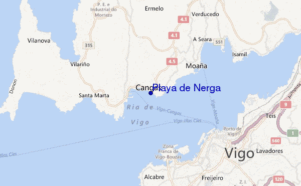 locatiekaart van Playa de Nerga