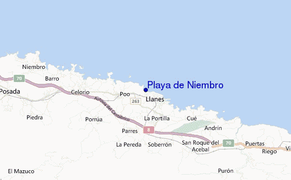 locatiekaart van Playa de Niembro