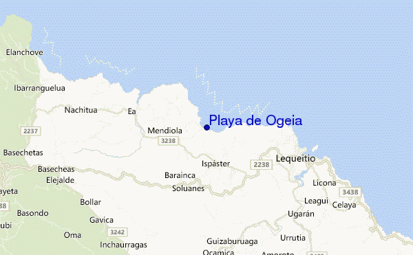 locatiekaart van Playa de Ogeia