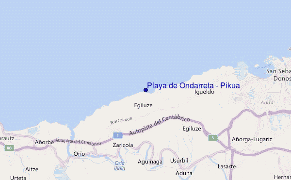 locatiekaart van Playa de Ondarreta - Pikua