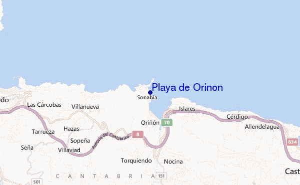 locatiekaart van Playa de Orinon