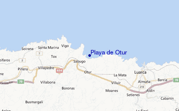locatiekaart van Playa de Otur