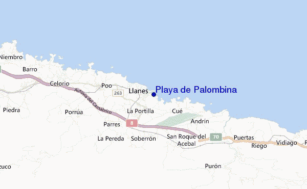 locatiekaart van Playa de Palombina