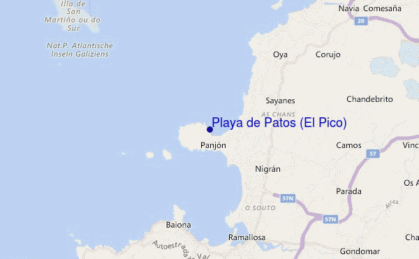 locatiekaart van Playa de Patos (El Pico)