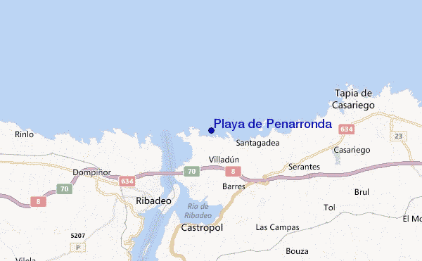 locatiekaart van Playa de Penarronda