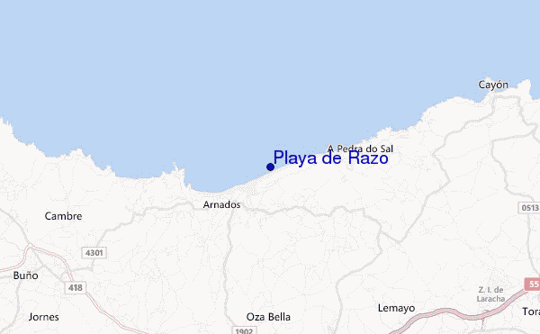 locatiekaart van Playa de Razo