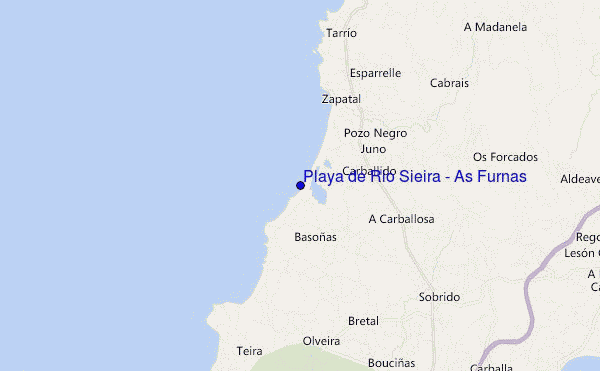 locatiekaart van Playa de Rio Sieira / As Furnas