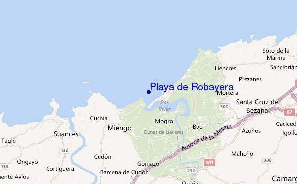 locatiekaart van Playa de Robayera