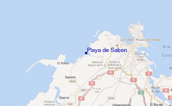 locatiekaart van Playa de Sabon