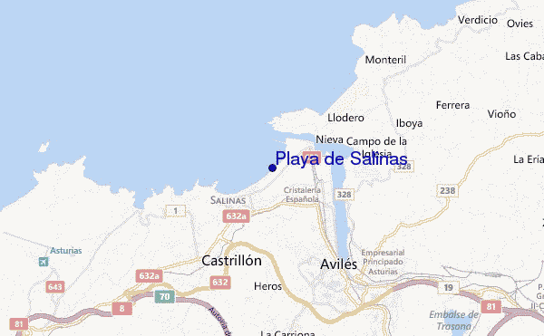 locatiekaart van Playa de Salinas
