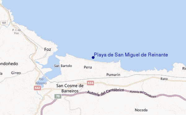 locatiekaart van Playa de San Miguel de Reinante