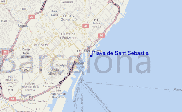 locatiekaart van Playa de Sant Sebastia
