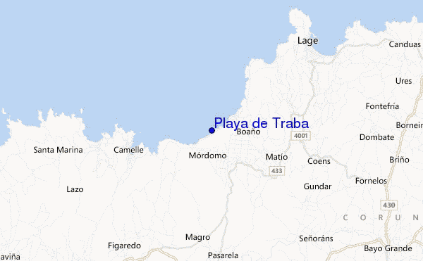locatiekaart van Playa de Traba