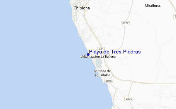 locatiekaart van Playa de Tres Piedras