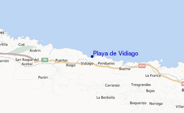 locatiekaart van Playa de Vidiago