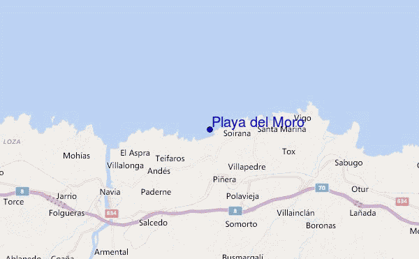locatiekaart van Playa del Moro