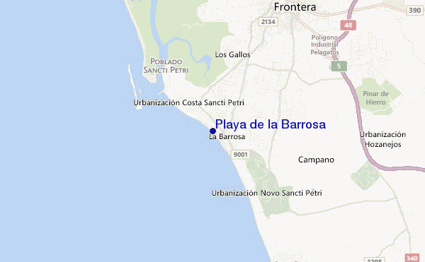 locatiekaart van Playa de la Barrosa