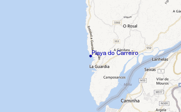 locatiekaart van Playa do Carreiro