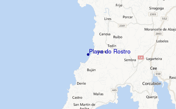 locatiekaart van Playa do Rostro