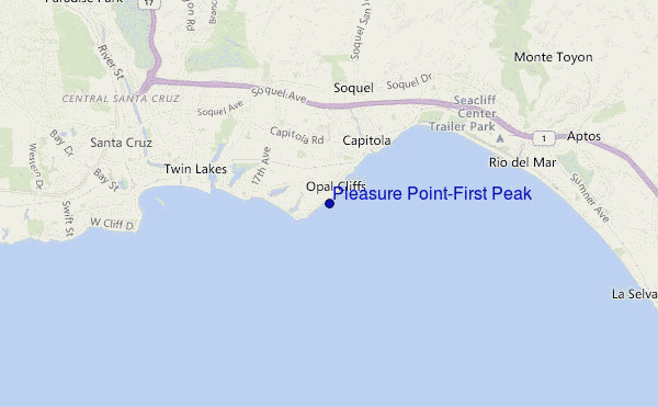locatiekaart van Pleasure Point-First Peak