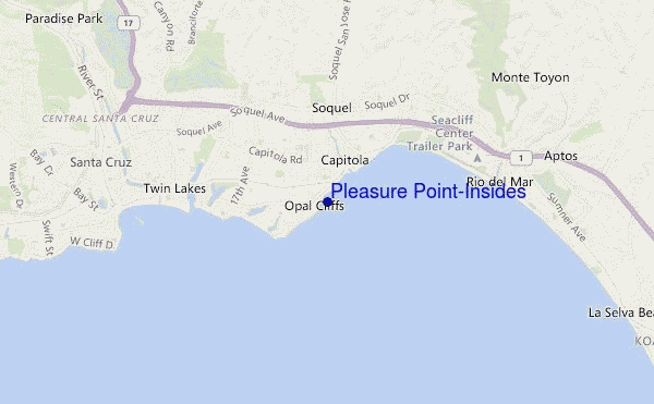 locatiekaart van Pleasure Point-Insides