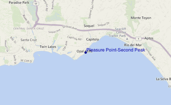 locatiekaart van Pleasure Point-Second Peak