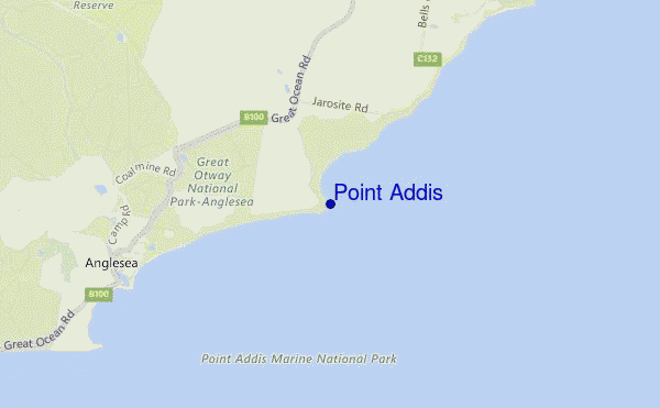 locatiekaart van Point Addis