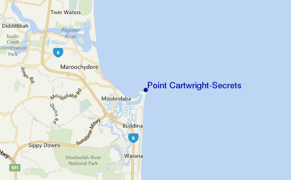 locatiekaart van Point Cartwright/Secrets