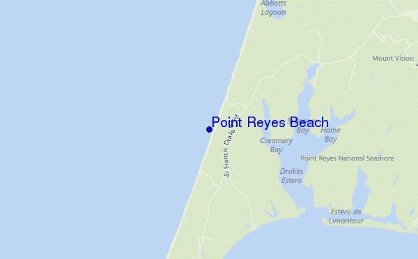locatiekaart van Point Reyes Beach