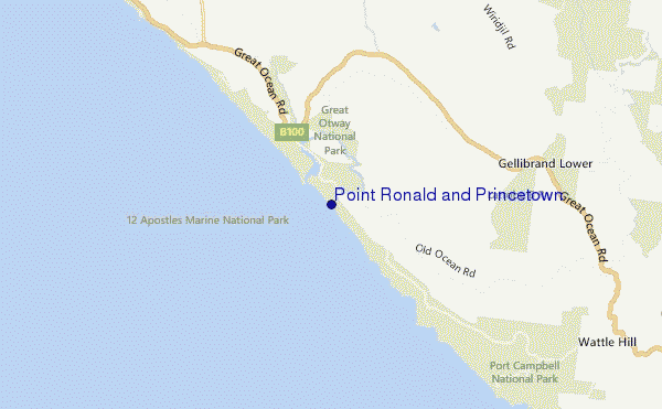 locatiekaart van Point Ronald and Princetown