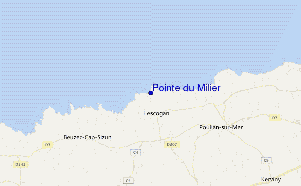 locatiekaart van Pointe du Milier