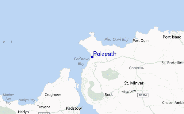 locatiekaart van Polzeath