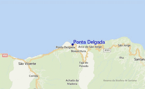 locatiekaart van Ponta Delgada