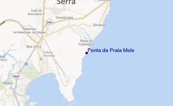 locatiekaart van Ponta da Praia Mole