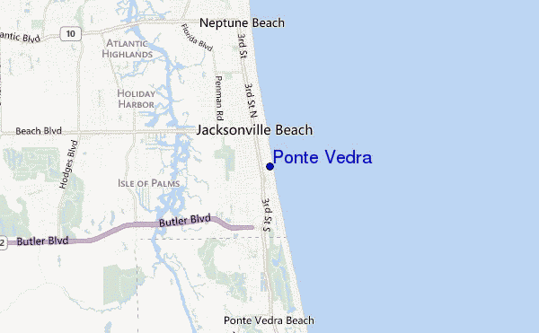 locatiekaart van Ponte Vedra