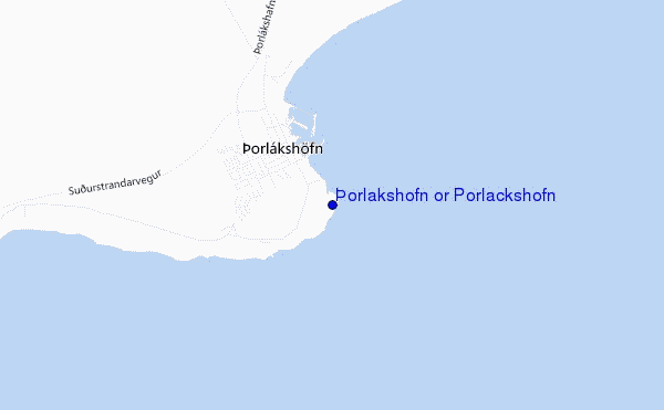 locatiekaart van Þorlákshöfn or Porlackshofn