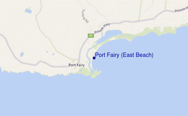 locatiekaart van Port Fairy (East Beach)