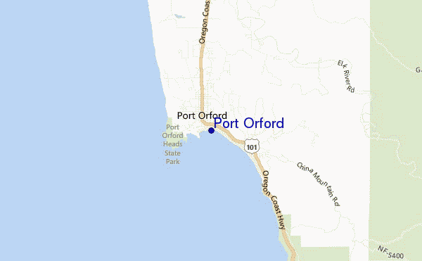 locatiekaart van Port Orford