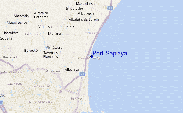 locatiekaart van Port Saplaya