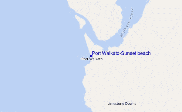 locatiekaart van Port Waikato-Sunset beach