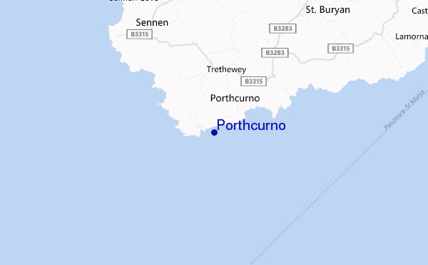 locatiekaart van Porthcurno