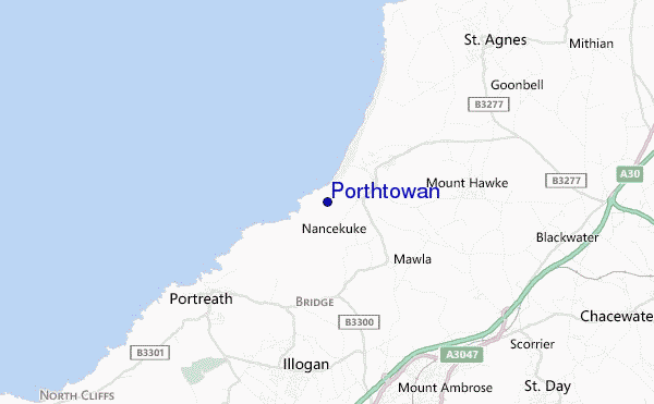 locatiekaart van Porthtowan
