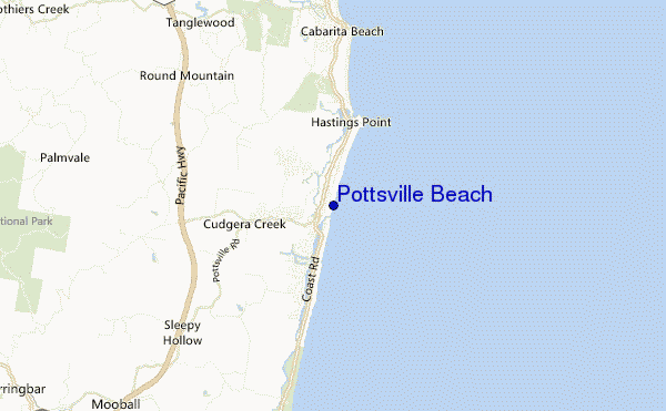 locatiekaart van Pottsville Beach