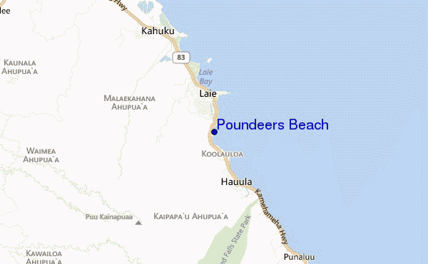 locatiekaart van Poundeers Beach
