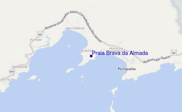 locatiekaart van Praia Brava da Almada