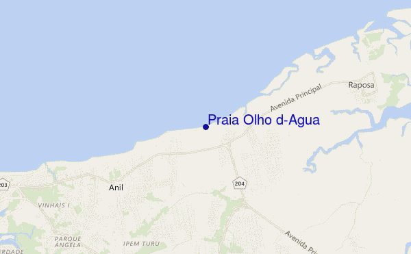 locatiekaart van Praia Olho d'Agua