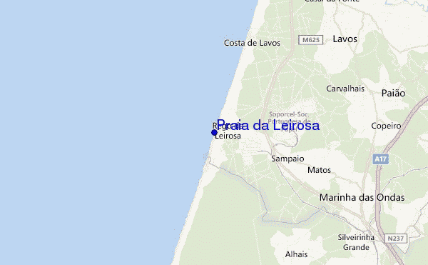 locatiekaart van Praia da Leirosa
