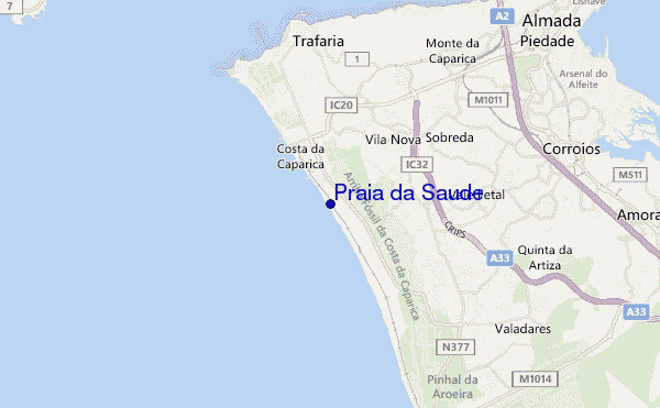locatiekaart van Praia da Saude
